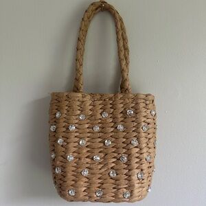 Rattan bedazzled purse